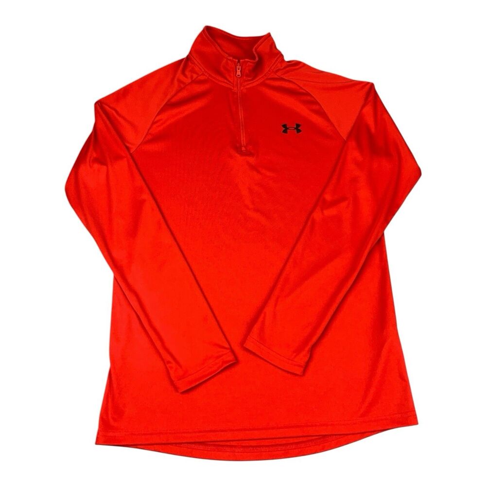 Under Armour 1/4 Zip Pullover Top, Loose Fit, Red, Men’s Size Small